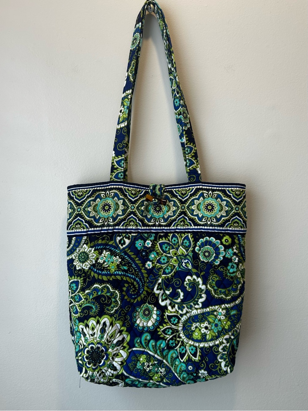 Vera Bradley Navy, Teal & Green Quilted Paisley Shoulder Tote
